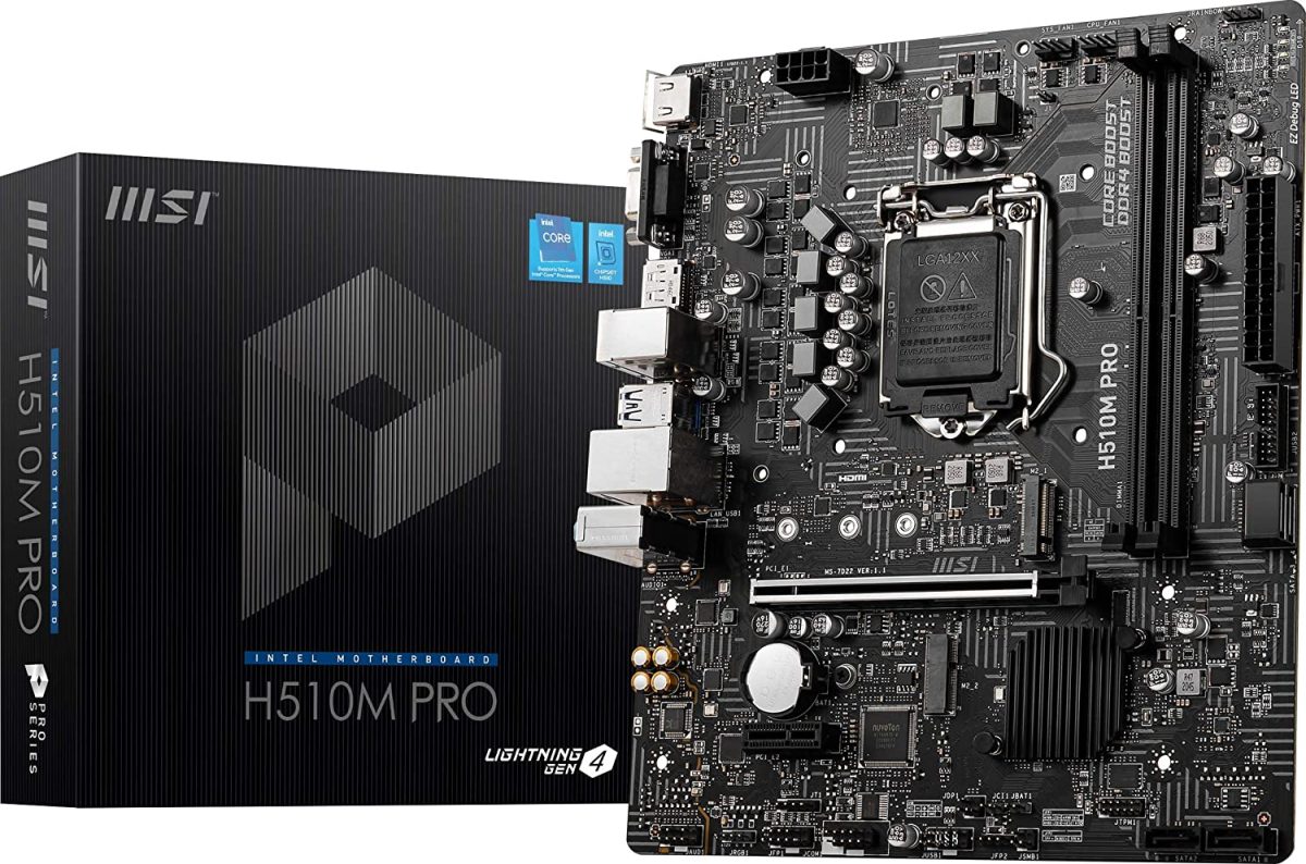 SSD Tarjeta Madre MSI H510m-pro Intel Core 10 Gen Lga 1200 Sock DDR4 3200 M2 D-sub HDMI DVI Micro ATX - Image 1