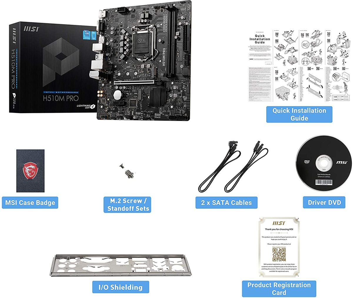 SSD Tarjeta Madre MSI H510m-pro Intel Core 10 Gen Lga 1200 Sock DDR4 3200 M2 D-sub HDMI DVI Micro ATX - Image 2