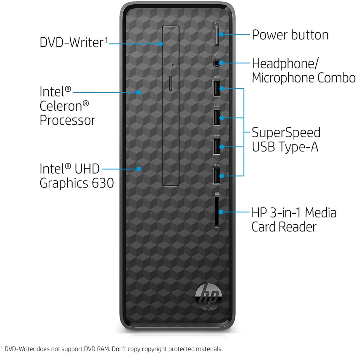 COMPUTADOR HP SLIMLINE S01-PF1013W INTEL CELERON G5900 4GB RAM 1TB HDD DVD WIN 10 (204034) - Image 3