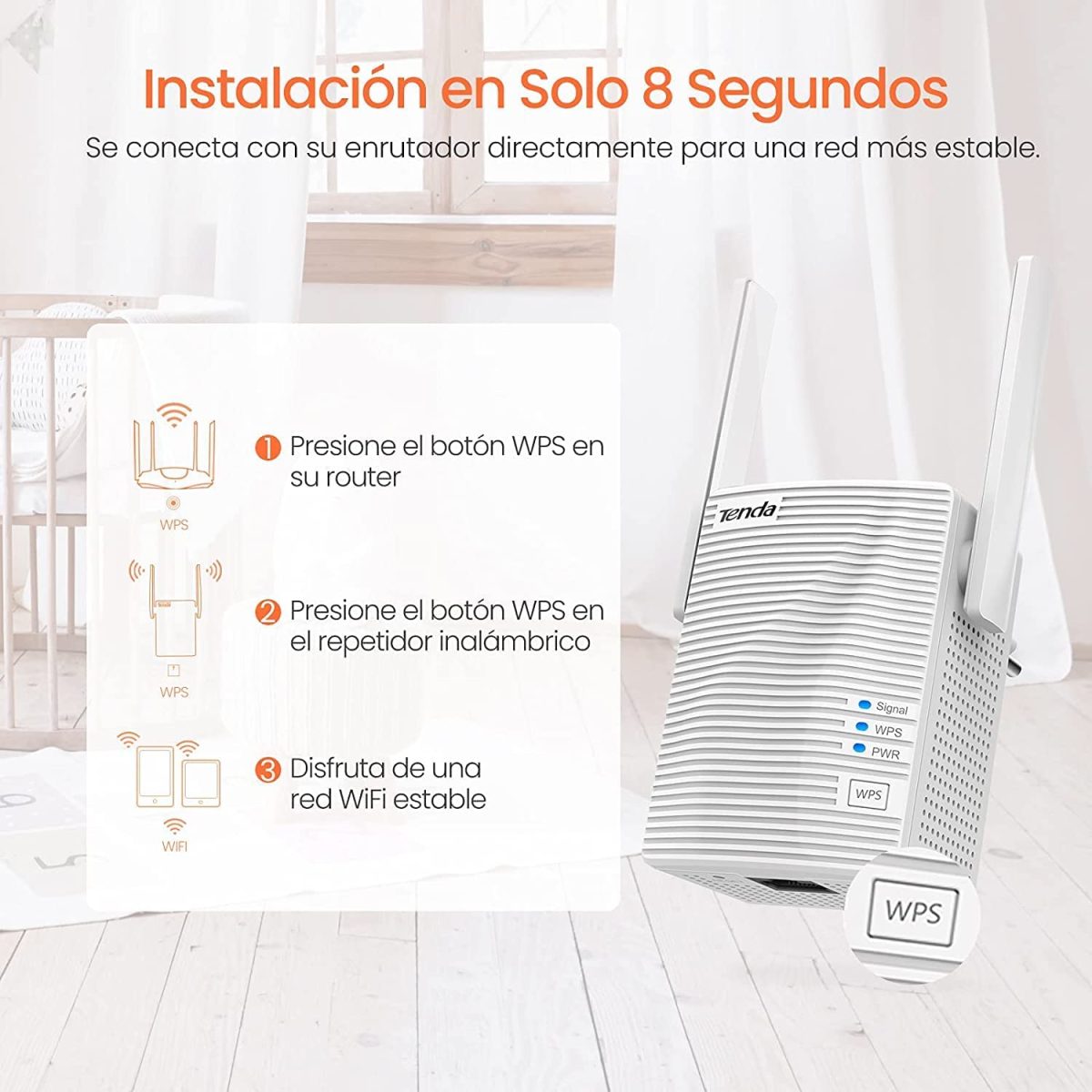 EXTENSOR DE RANGO UNIVERSAL INAL?MBRICO TENDA DE DOBLE BANDA AC1200 (A18) - Image 5