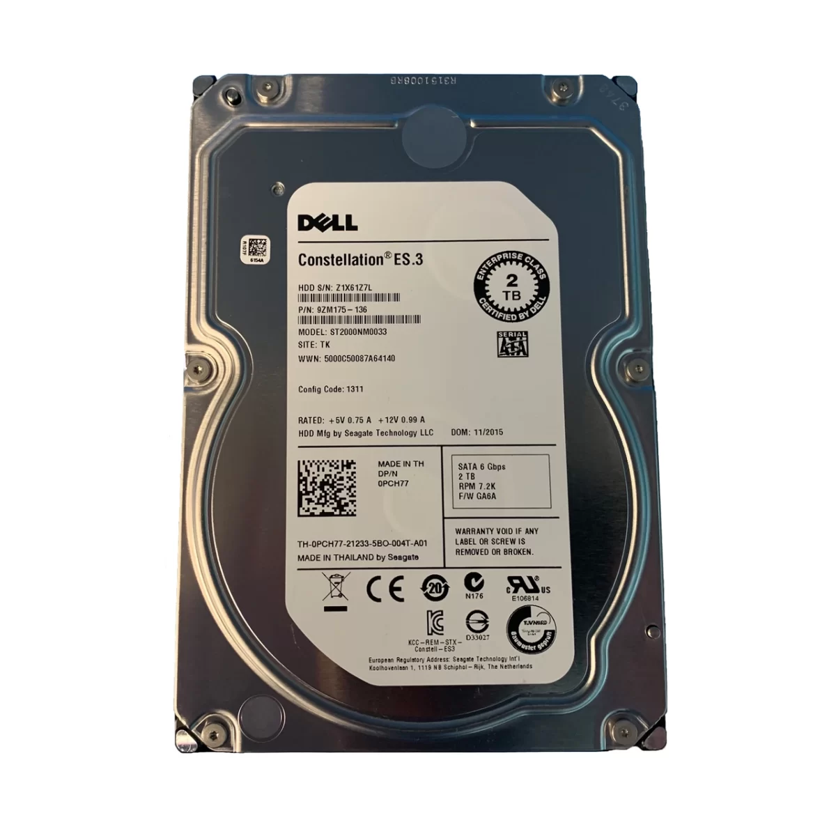 DISCO DURO SERVIDOR DELL 2TB 35" 7200RPM SATA 6GB/s HOT SWAP (202178) - Image 1