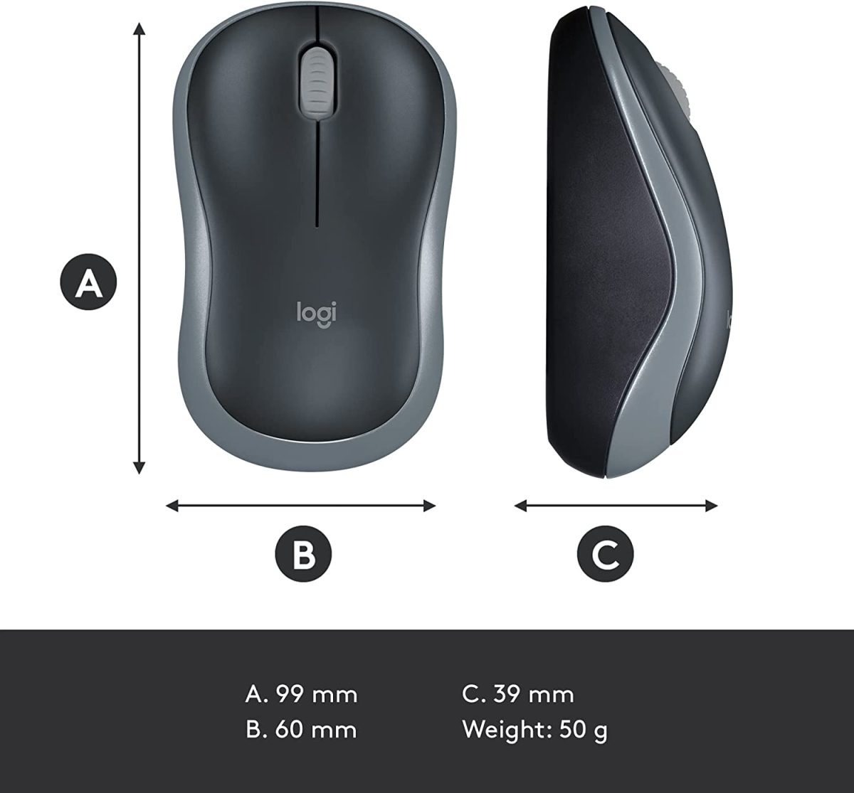 Mouse Inalámbrico Logitech M185 Gris (910-002225) - Image 4