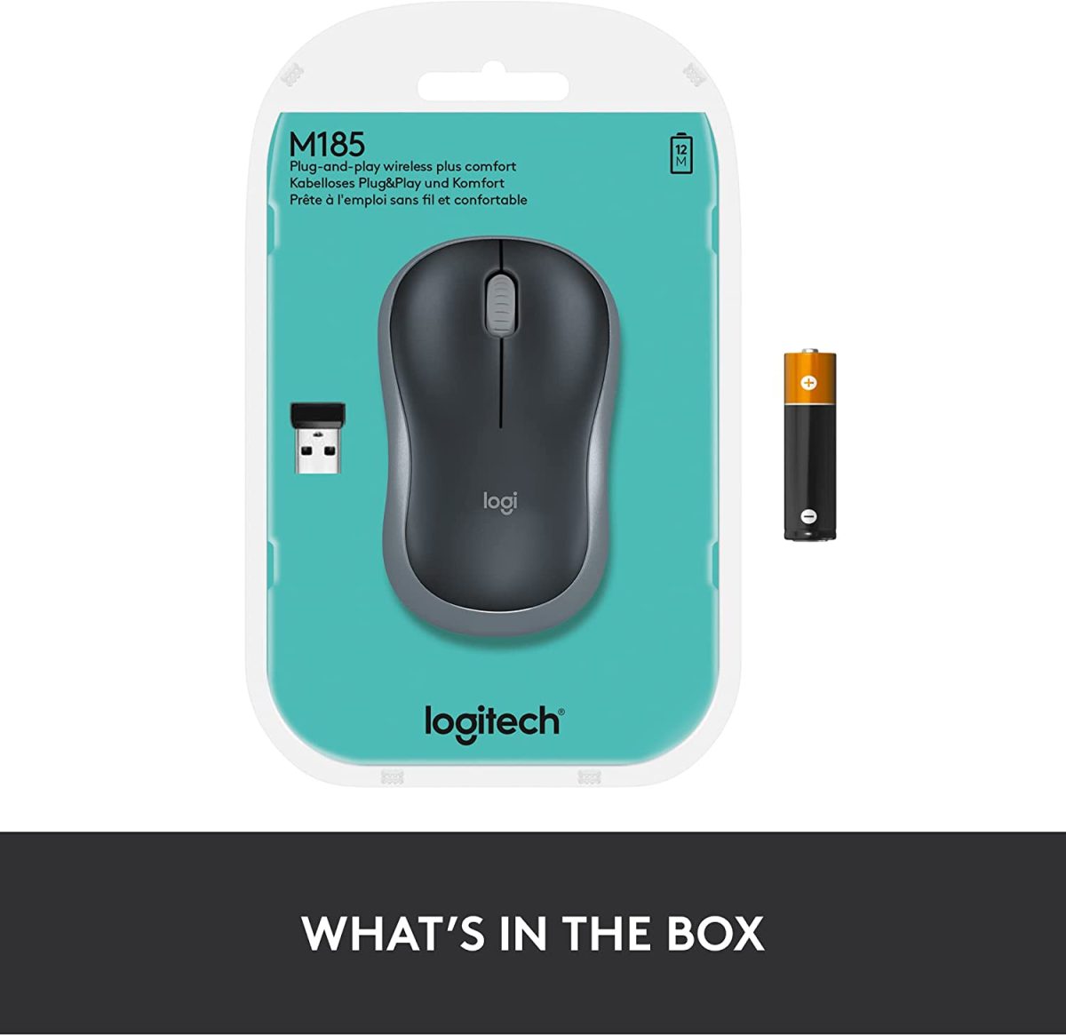 Mouse Inalámbrico Logitech M185 Gris (910-002225) - Image 2