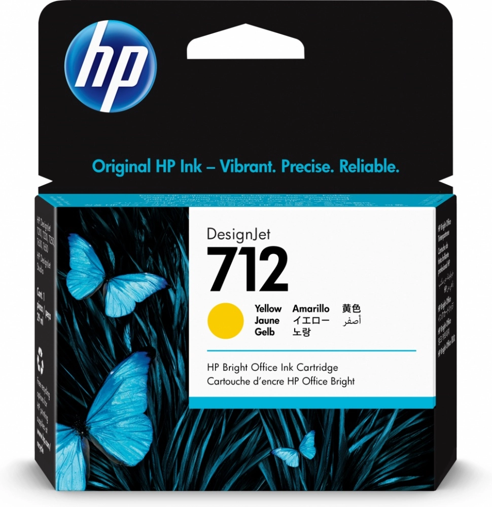 3ED69A 1 Cartucho Tinta HP 712 Plotter HP Designjet 24" 2400x1200 Original 29ML Amarillo (204961) (3ED69A) - Image 1