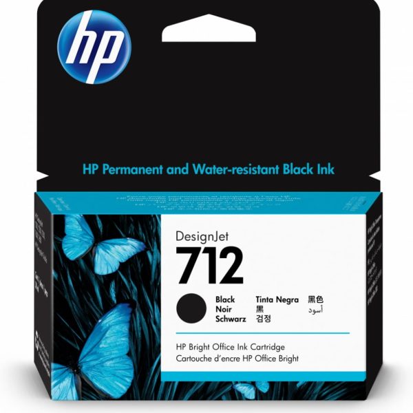 Cartucho Tinta HP 712 Plotter HP Designjet 24" 2400x1200 Original 38ML Negro (204486) (3ED70A)
