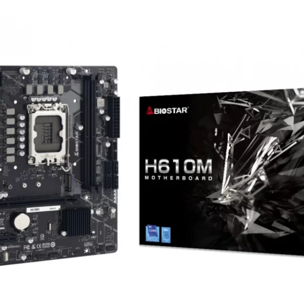 TARJETA MADRE BIOSTAR INTEL H610MH LGA1700 2XDDR4 3200 4XSATA 1XM2 12XUSB HDMI VGA MICRO ATX 12 GEN (205593)
