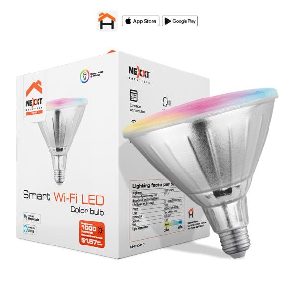 BOMBILLO NEXXT LED INTELIGENTE 110V-PAR38 RGB REGULABLE WIFI MULTICOLOR (NHB-C410)