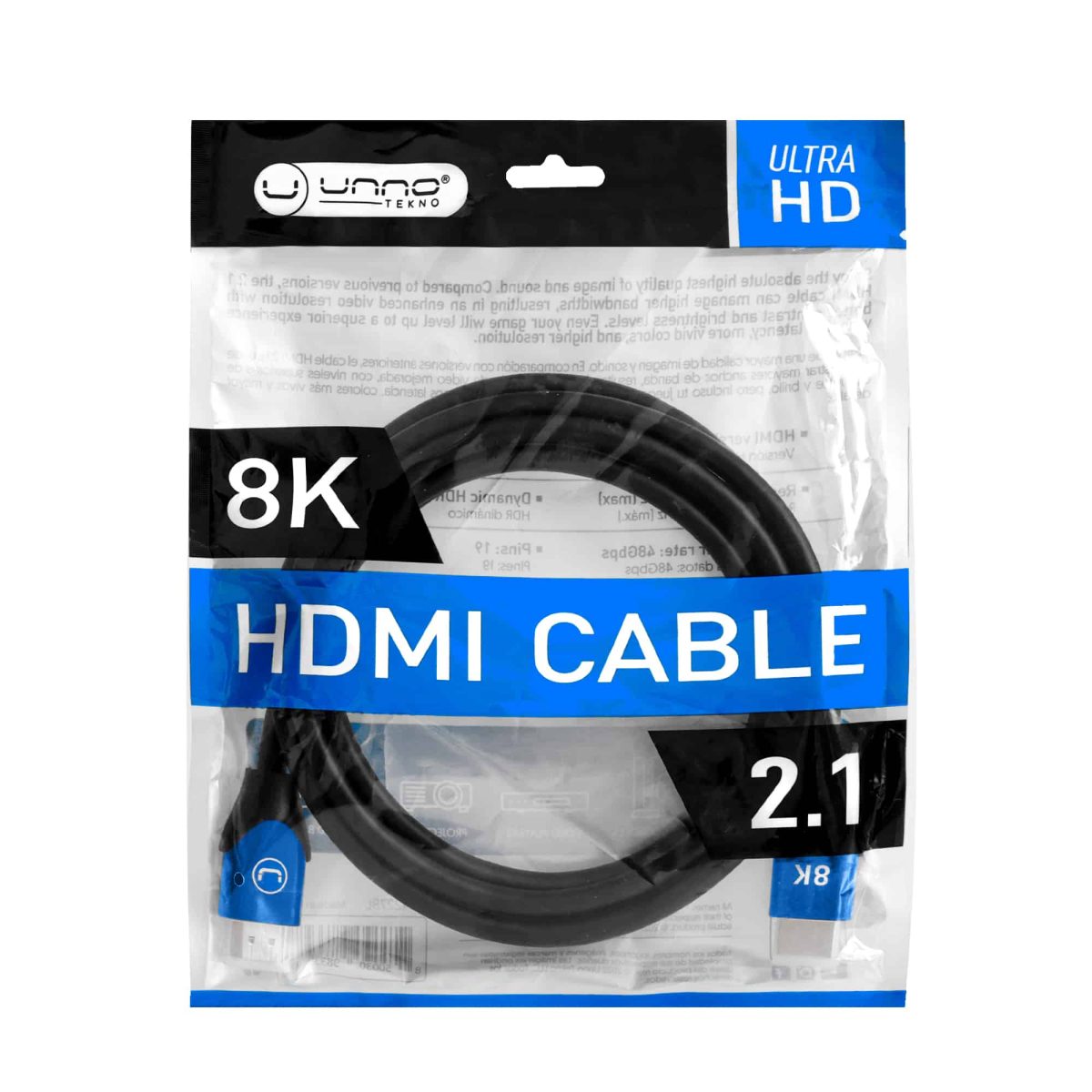 CB4227BL Cable Unno Tekno HDMI - HDMI? 21 8K 18MT Negro (206490) (CB4227BL) - Image 1