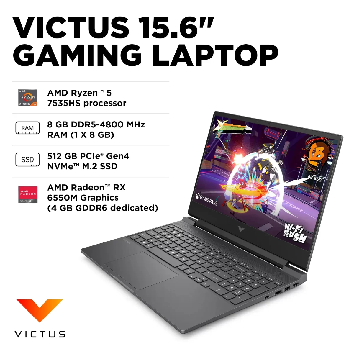 Portátil HP Gaming Victus R5-7353HS 8 GB 512 GB SSD 15.6" (15-FB2063DX) 15FB2063DX - Image 10