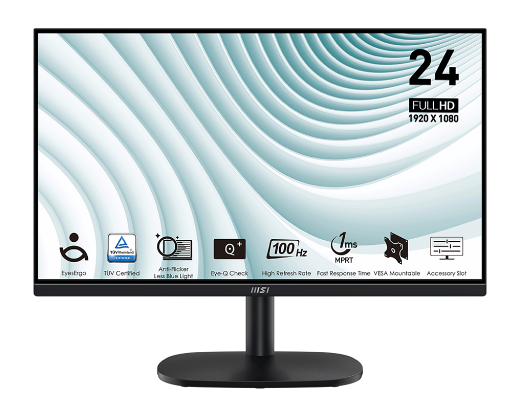 9S6-3PC0CM-001 1 Monitor MSI LED 24" FHD MP245V Pro VA/100 HZ/EYESERGO Tech/hdmi-vga 9S6-3PC0CM-001 - Image 1