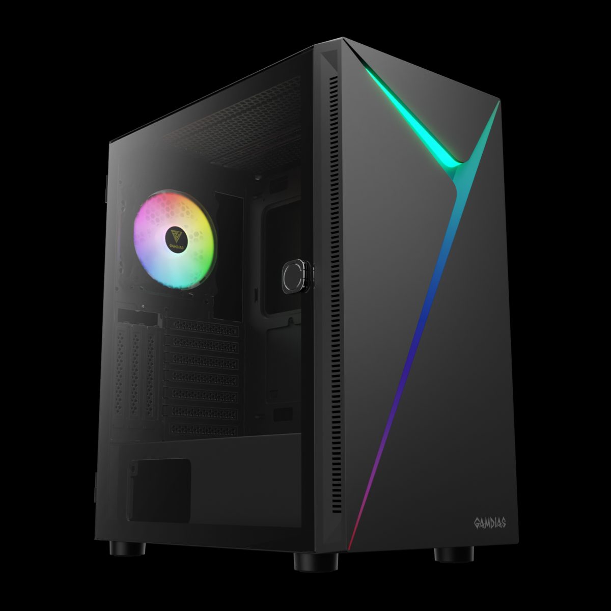 Case Gamdias Gaming Argus E4 Elite/atx NEGRO/3XUSB/HD Audio/fan Argb 12CM/LATERAL Vidrio Templado - Image 5