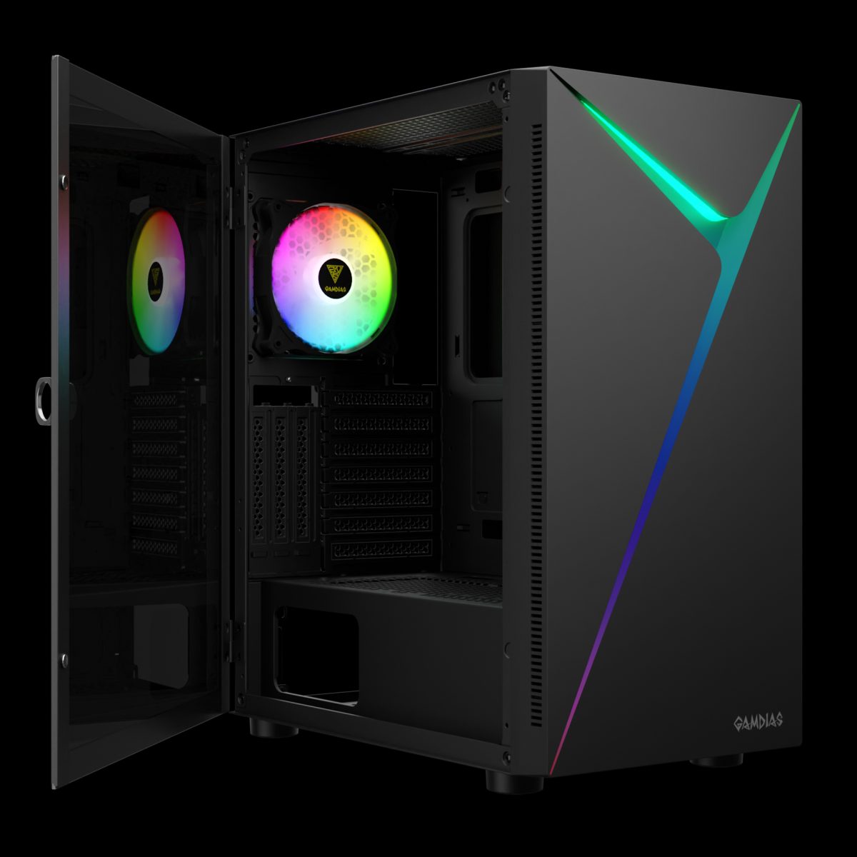 Case Gamdias Gaming Argus E4 Elite/atx NEGRO/3XUSB/HD Audio/fan Argb 12CM/LATERAL Vidrio Templado - Image 2