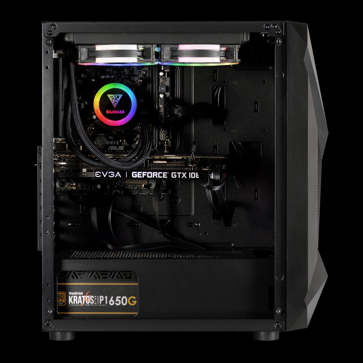 Case Gamdias Gaming Athena E1 Elite/atx NEGRO/3XUSB/HD Audio/fan Argb 12CM/FRONTAL Malla - Lateral Vidrio - Image 2