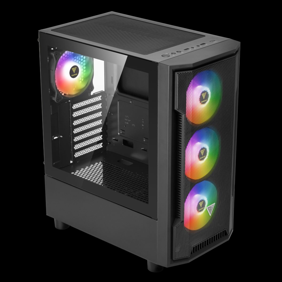 CASE GAMDIAS GAMING ATHENA M6 LITE/ ATX NEGRO/ 3xUSB/ HD AUDIO/ 4xFAN ARGB 12CM/ FRONTAL MALLA - LATERAL VIDRIO - Image 4