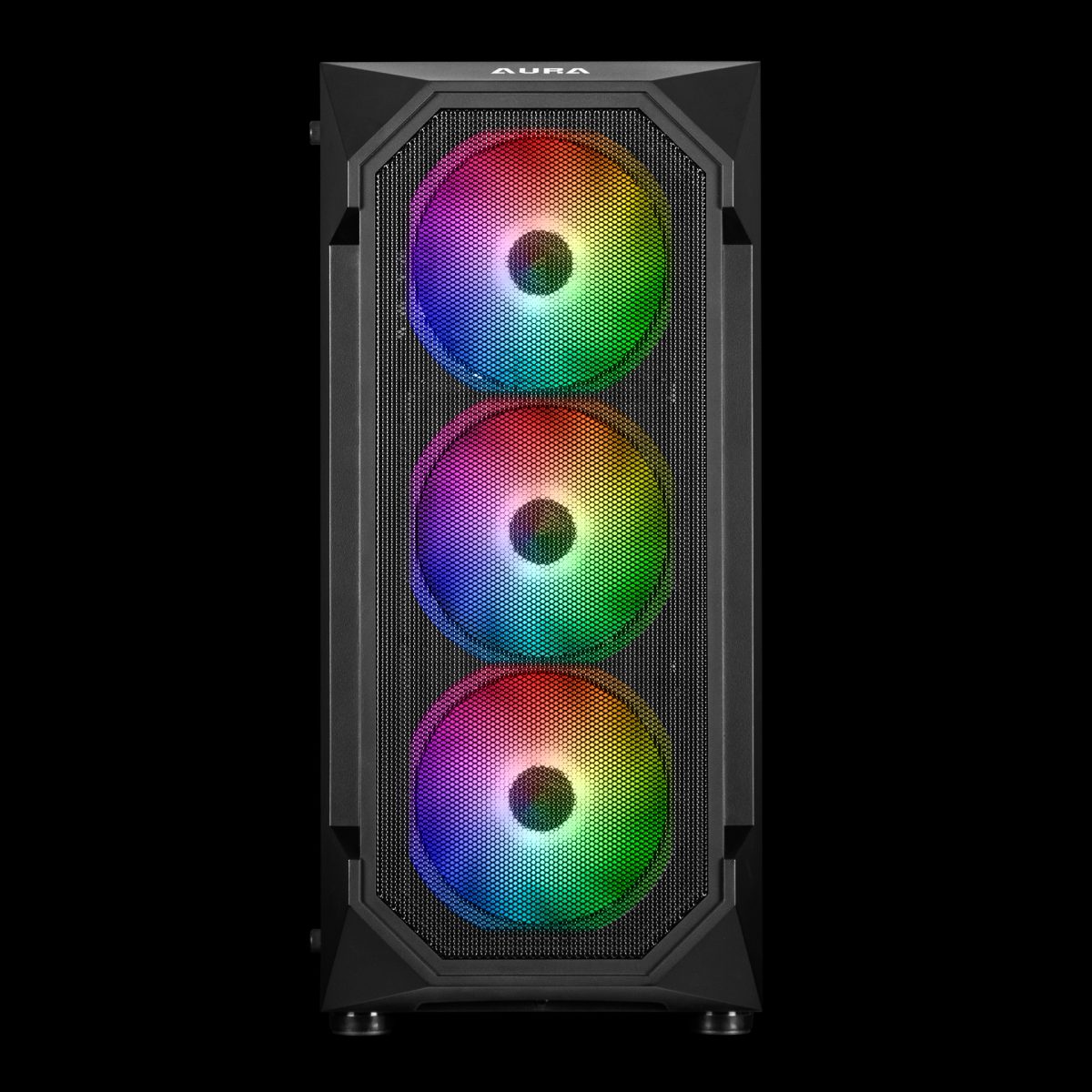 Case Gamdias Gaming Aura GC1/ATX NEGRO/3XUSB/HD AUDIO/4XFAN Argb 12CM/FRONTAL Malla - Lateral Vidrio - Image 3