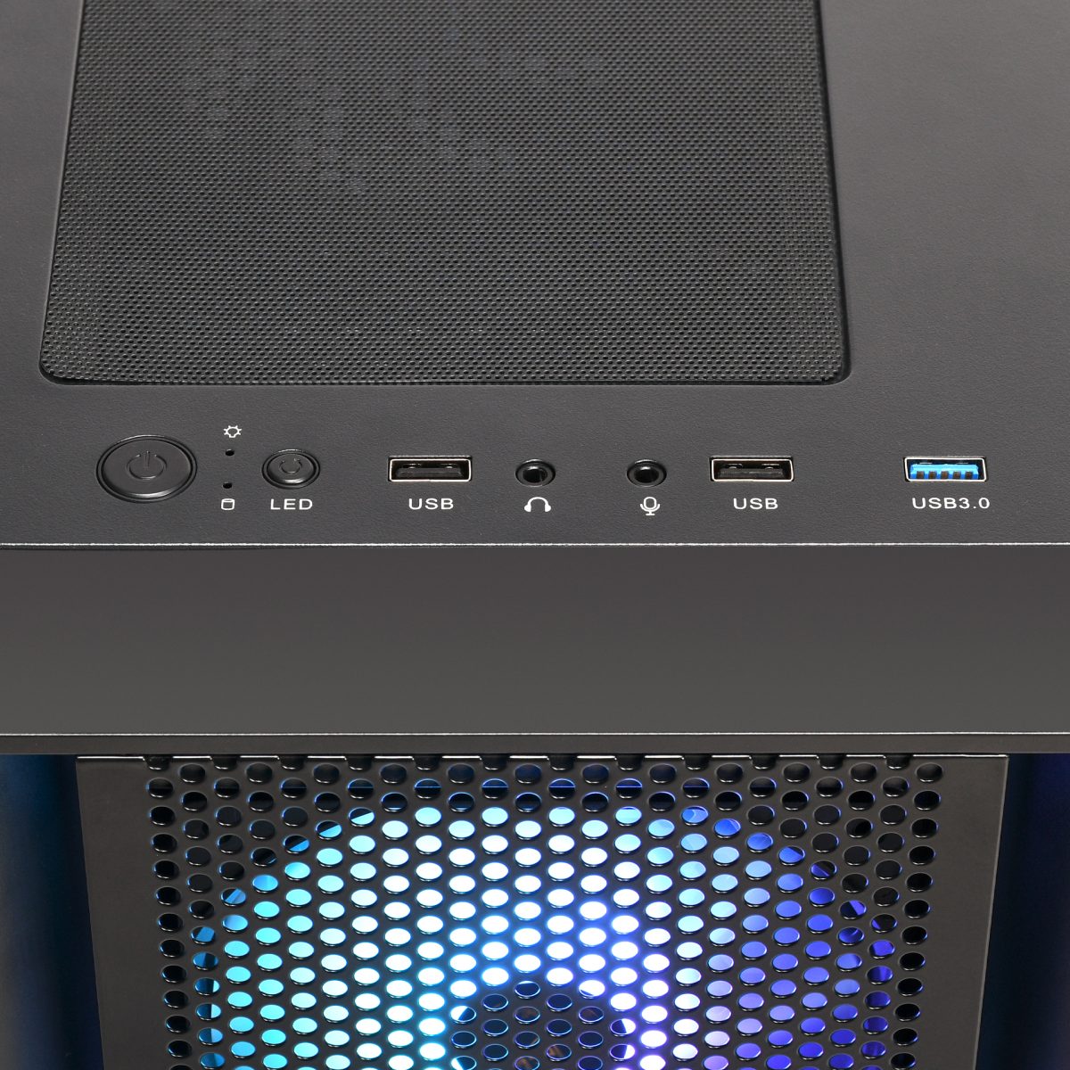 Case Gamdias Gaming Aura GC2/ATX NEGRO/3XUSB/HD AUDIO/4XFAN Argb 12CM/FRONTAL Malla - Lateral Vidrio - Image 2