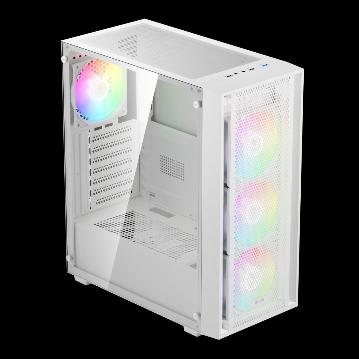 Case Gamdias Gaming Aura GC2 Elite/atx BLANCO/3XUSB/HD AUDIO/4XFAN Argb 12CM/FRONTAL Malla - Lateral Vidrio - Image 4