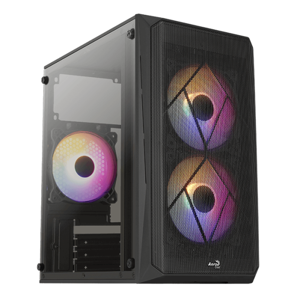 CASE AEROCOOL CS-107 MID TOWER NEGRO/ USB20- USB 30/ 1 HD AUDIO/ 3xFAN 12CM FRGB/ PANEL ACRILICO