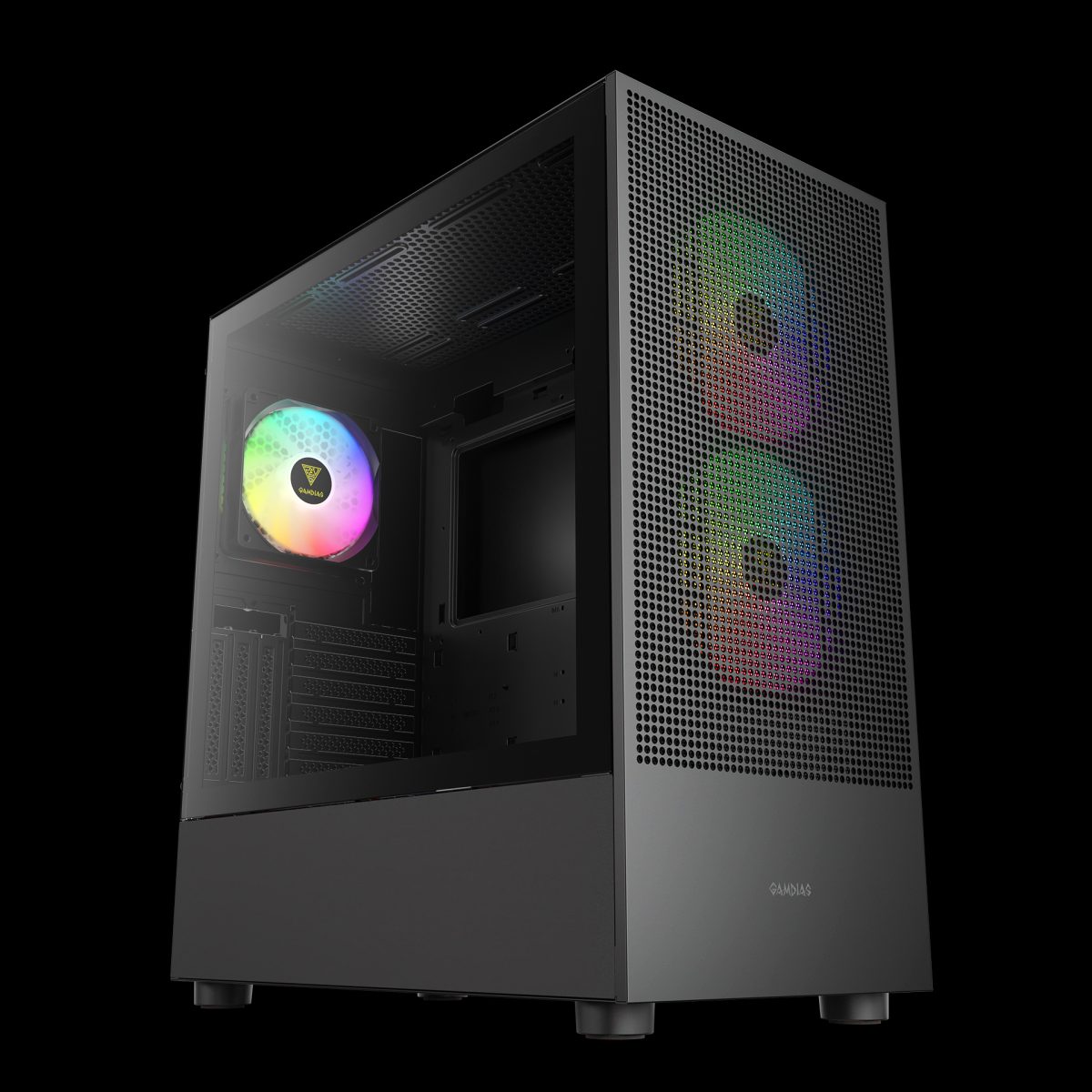 Case Gamdias Gaming Talos E3 Mesh Elite/atx Negro/usb+ Type C/hd AUDIO/3XFAN Arg 12CM/FRONTAL Malla - Lateral Vidri - Image 7