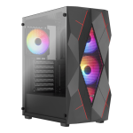 Case Aerocool Volcan Mid Tower NEGRO/2X USB 2.0- USB 3.0/1 HD AUDIO/4X Fan 12CM Frgb/lateral Vidrio VOLCAN-G-BK-V1