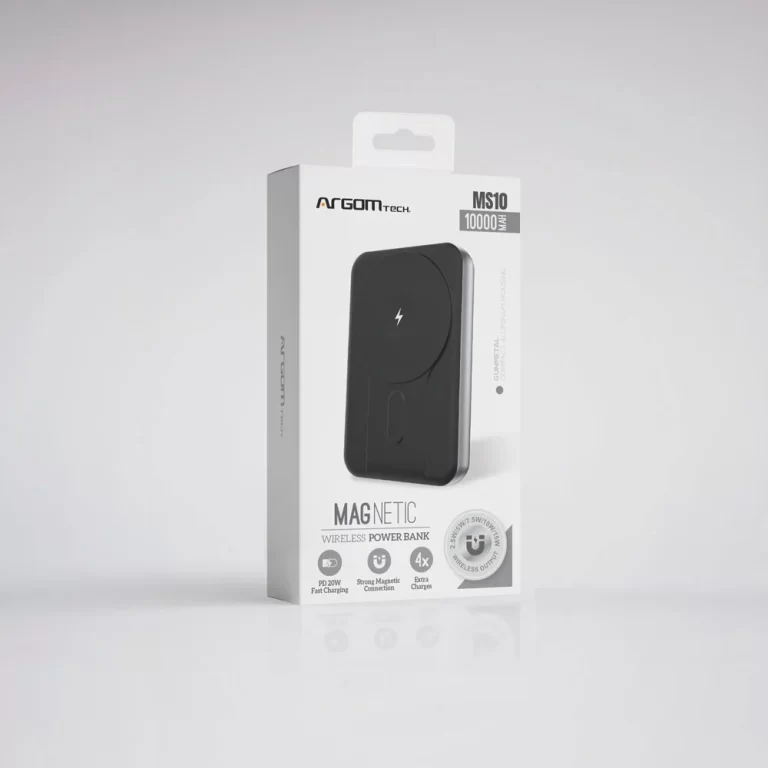 POWER BANK ARGOM MS10 MAGNETICO/ 10000mAH/ ALUMINIUM SILVER