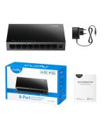 SWITCH CUDY GS108 GIGABIT 10/100/1000Mbps 8 PUERTOS ESCRITORIO CARCASA METALICA