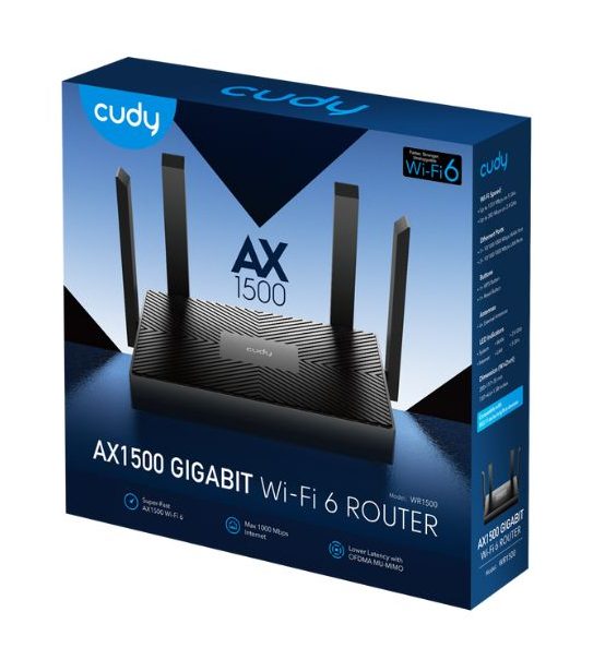 ROUTER CUDY WR1500 WIFI 6 AX1500 DUAL BAND 4 PUERTOS GIGABIT 1000/100/10 Mbps 4 ANTENAS